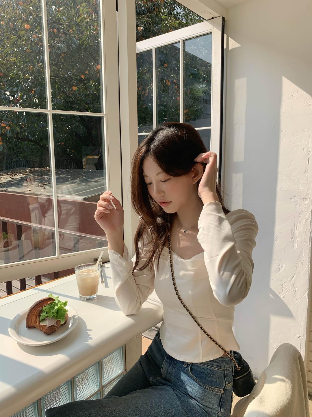 clean square blouse_ivory