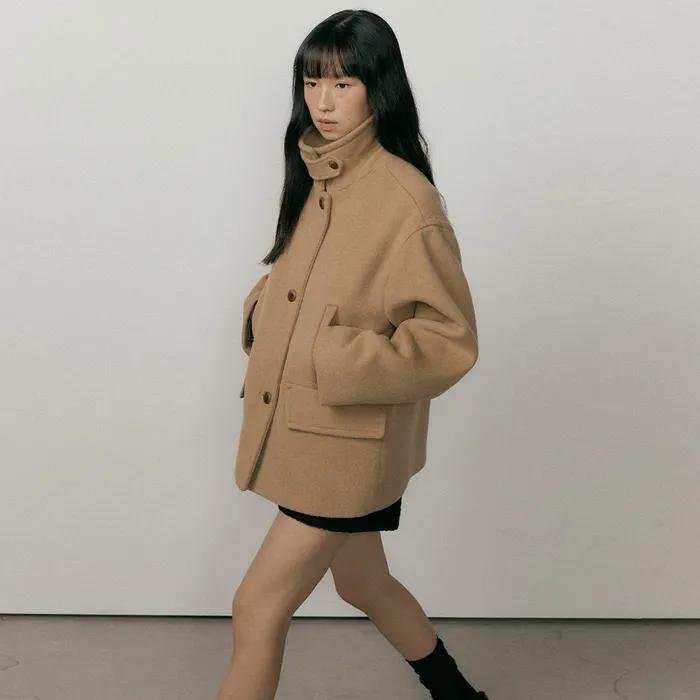 [10%] standard wool half coat-camel