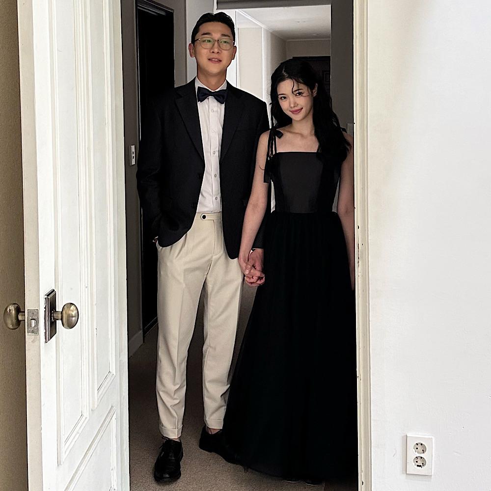 (대여) 블랙 타낫 튤 미카도 리본 드레스 셀프웨딩 연주회 피로연 스냅촬영 2부
