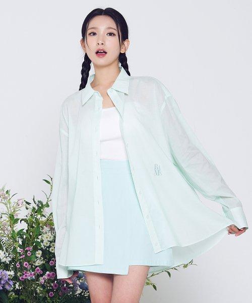 오버핏 시스루 셔츠 (민트)