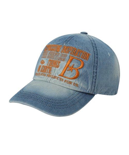 B LOGO 데님 볼캡 [워시드 오렌지]