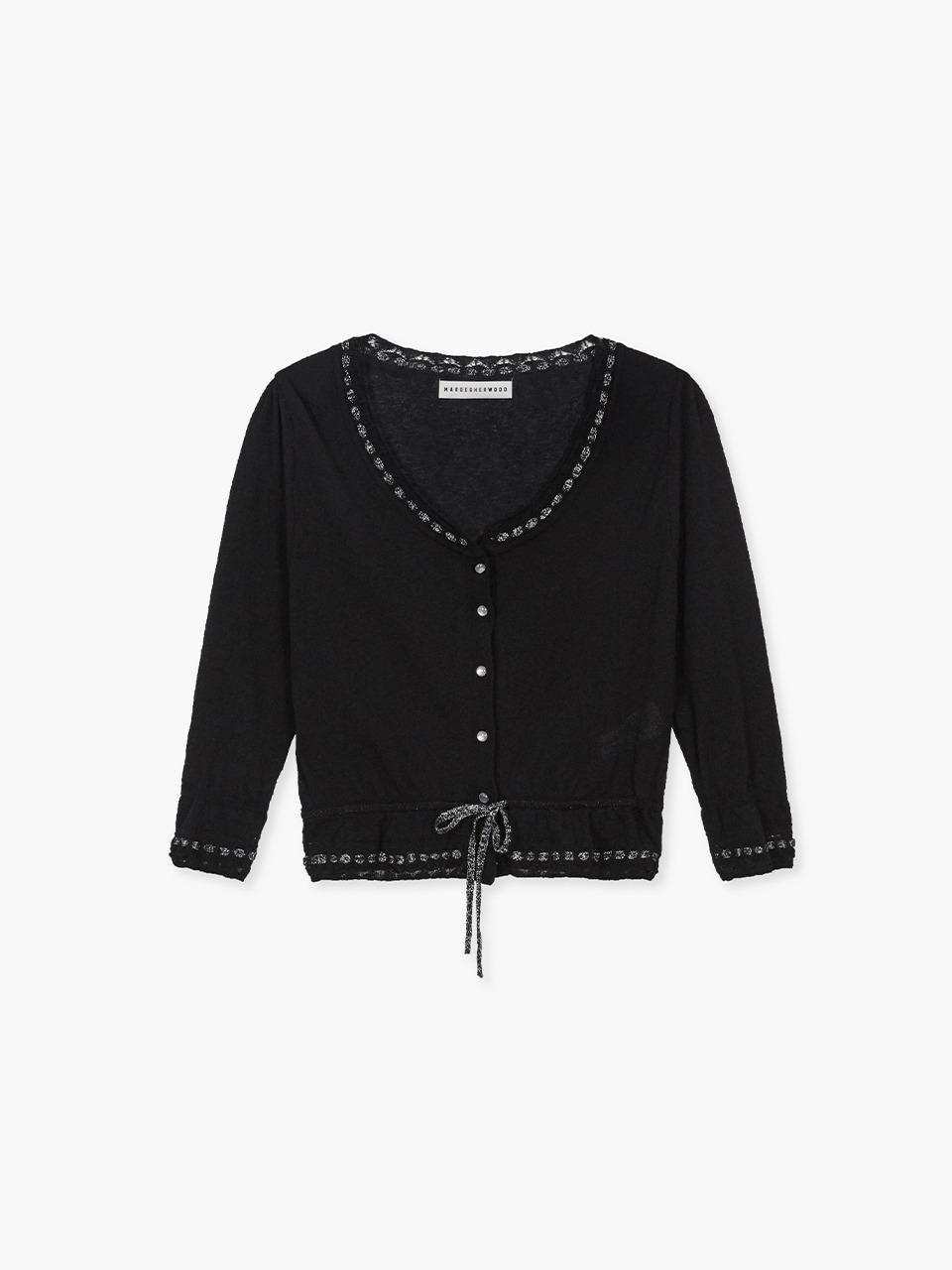 PEARL STRING BOLERO CARDIGAN_black