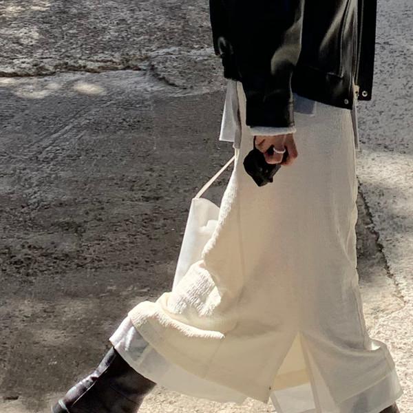 Ari layered maxi skirt (ivory)