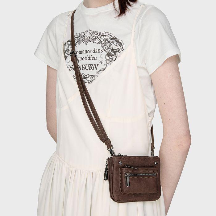 Rivet Two-way Mini Bag, BROWN