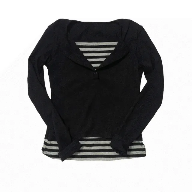 🚀당출 [일체형] ✩˚ y2k 스트라이프 긴팔 티셔츠 - t