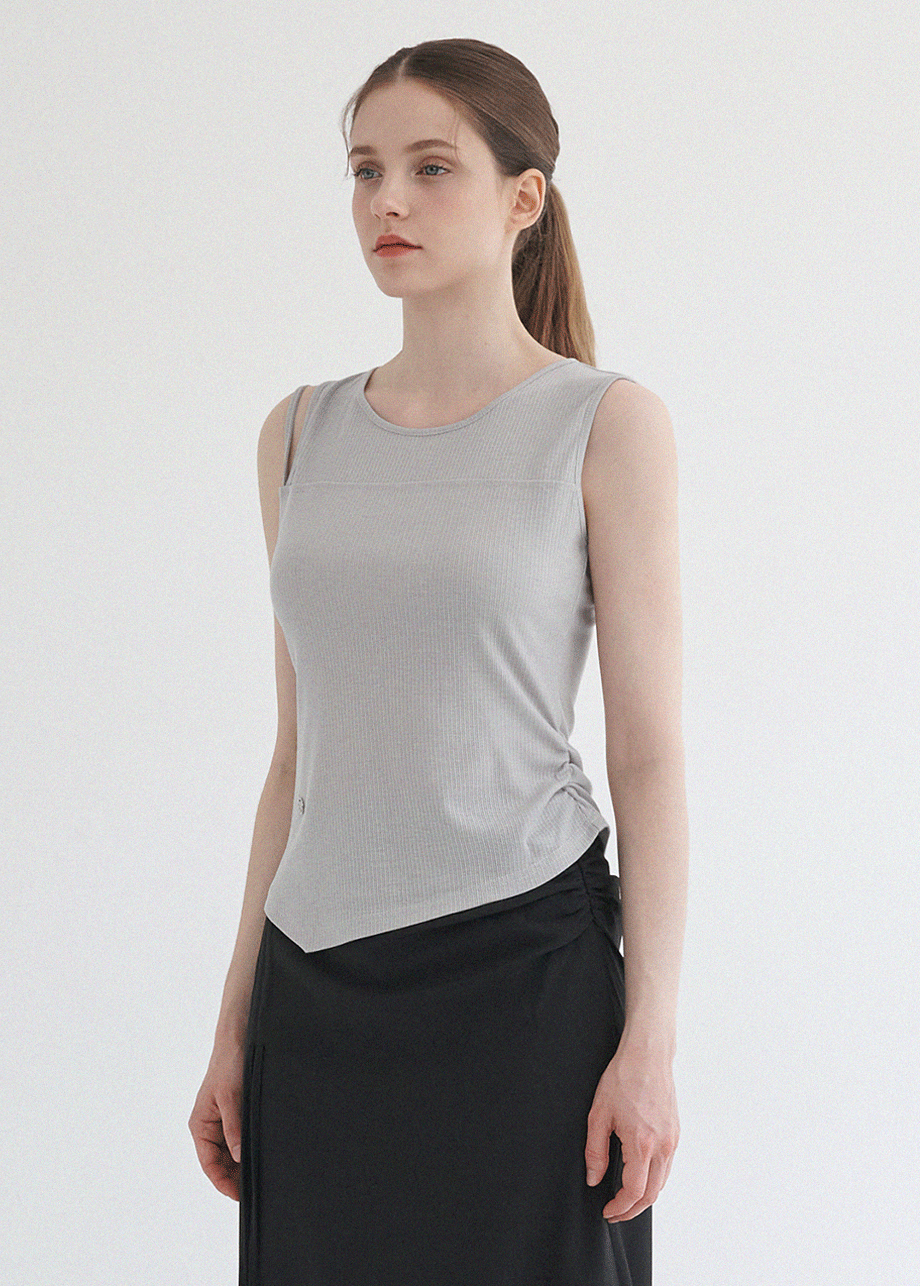 미케네 [44-120]  Maeve Unbalance Sleeveless  메이브 언발란스 슬리브리스 (여름-다이마루-데일리룩-유니크-출근룩-마실룩-꾸안꾸-페미닌룩-오피스룩-레이어드-골지-나시-언발-자체제작-빅사이즈)