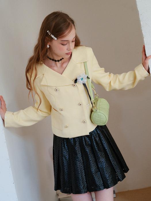 Cest_Flower button double tweed jacket