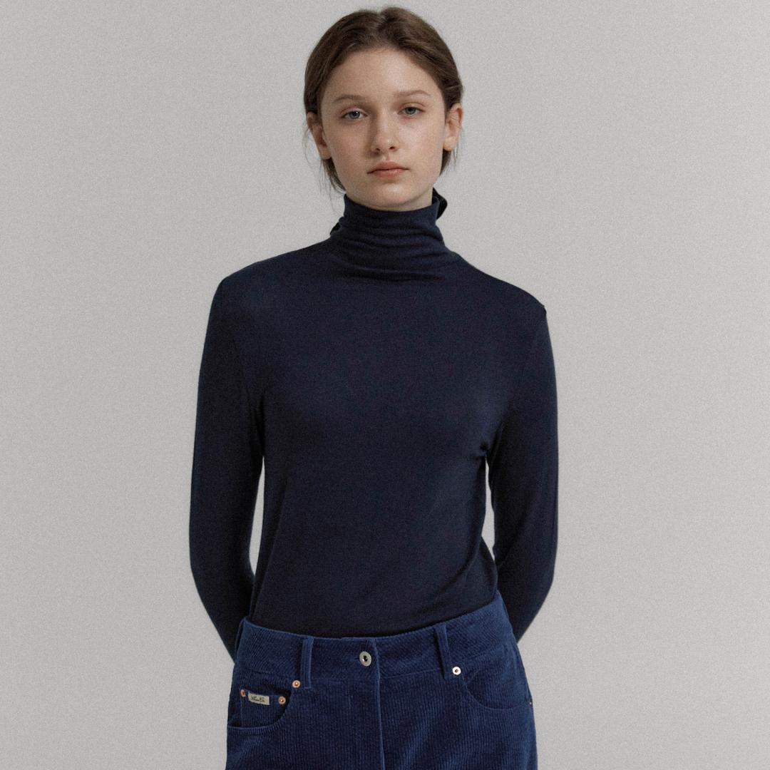 Turtle neck top (Navy)