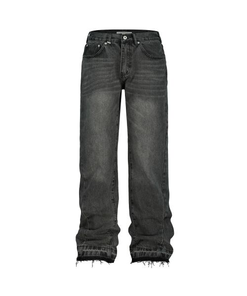 커브드 플레어 데님 팬츠 [블랙]