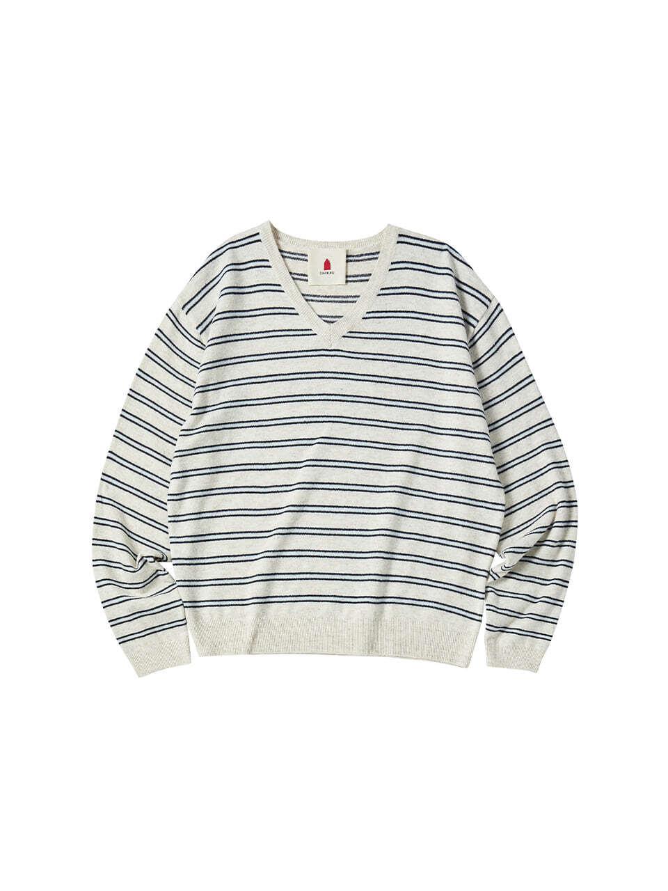 W WIT STRIPE SWEATER [IVORY]