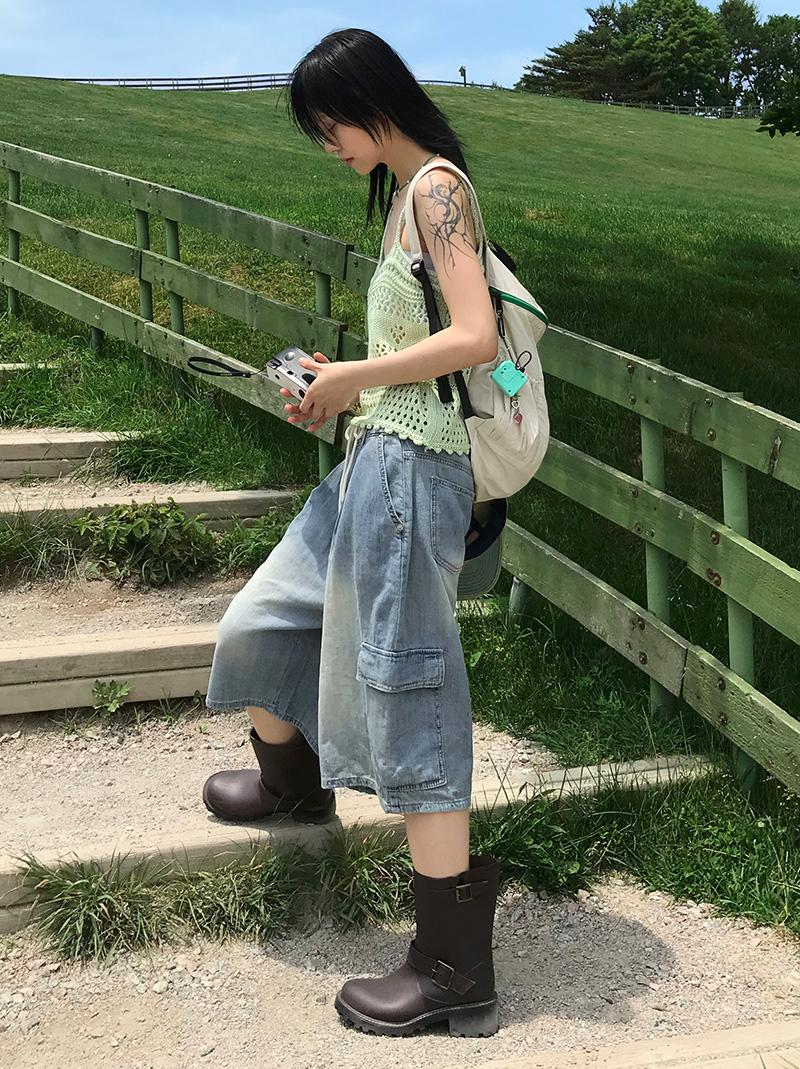 아케 MILD STRAP BERMUDA DENIM (light blue!)