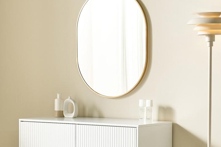 트루앤미 팔각골드 화장대거울 벽걸이 인테리어 대형 현관 욕실 타원형거울 700