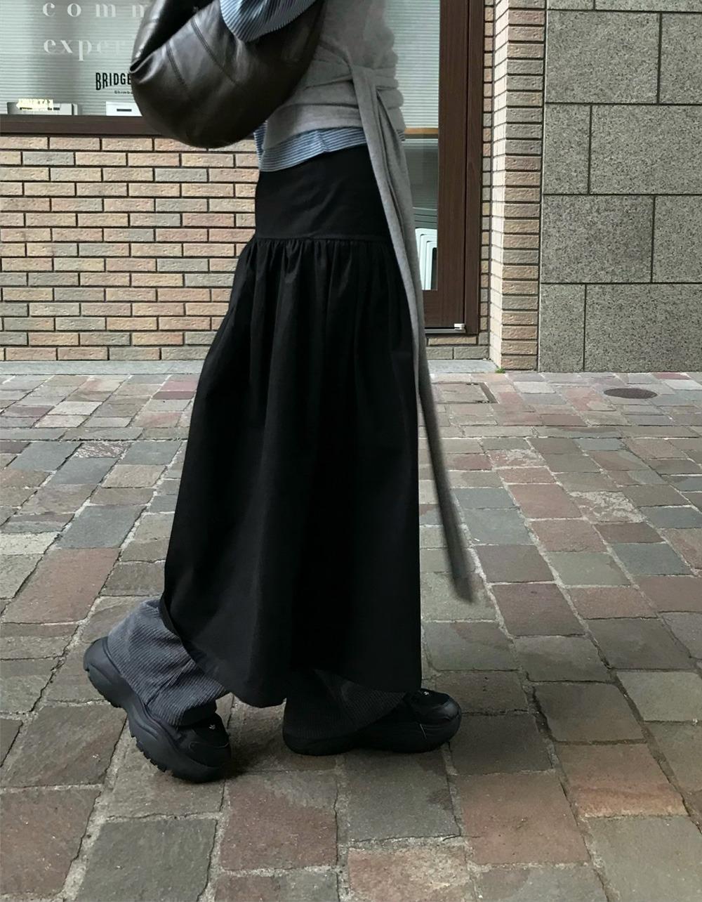 오브나인 [AN] flare shirring long skirt *1주 소요