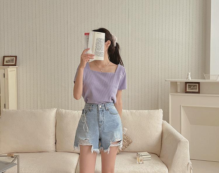 로브안트 하이웨스트 데미지 숏 데님 팬츠 청바지 ( 여름 신상 썸머룩 데일리룩 휴가룩 여행룩 바캉스룩 캐주얼룩 러블리룩 하의 반바지 청바지 청반바지 헤짐바지 데님룩 데미지청바지 짧은바지 기본청바지 통통녀 빅사이즈 추천 )