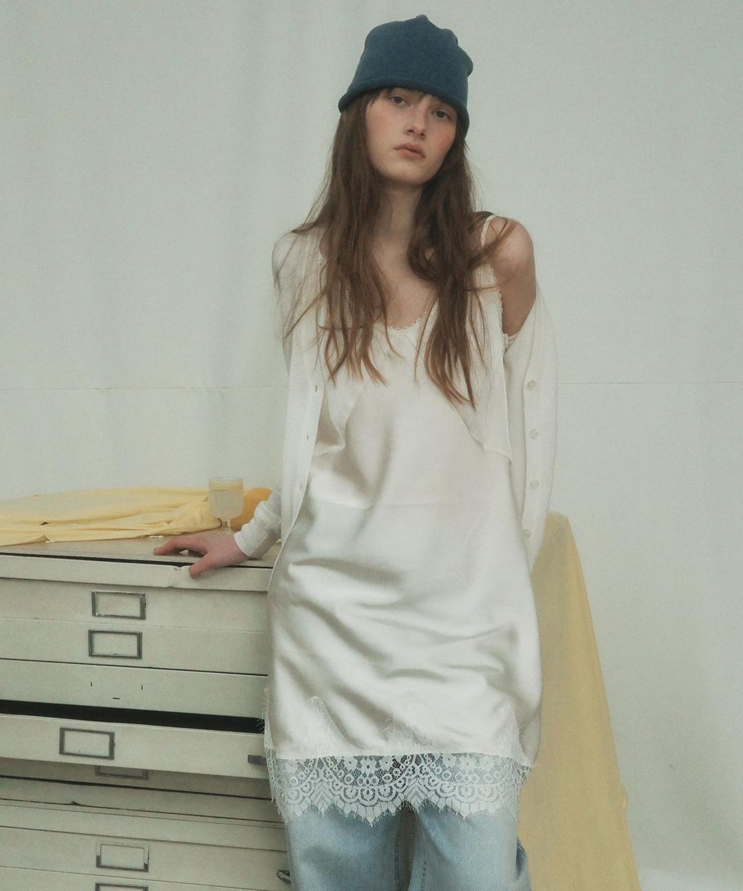 씨타 Satin Layered Lace Slip Dress_CTOP714(2color)