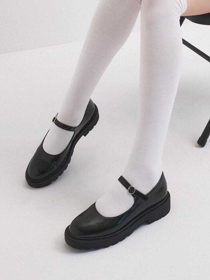 라운드 토 메리제인 청키 플랫 로퍼 412215005 (3.5cm/2colors)