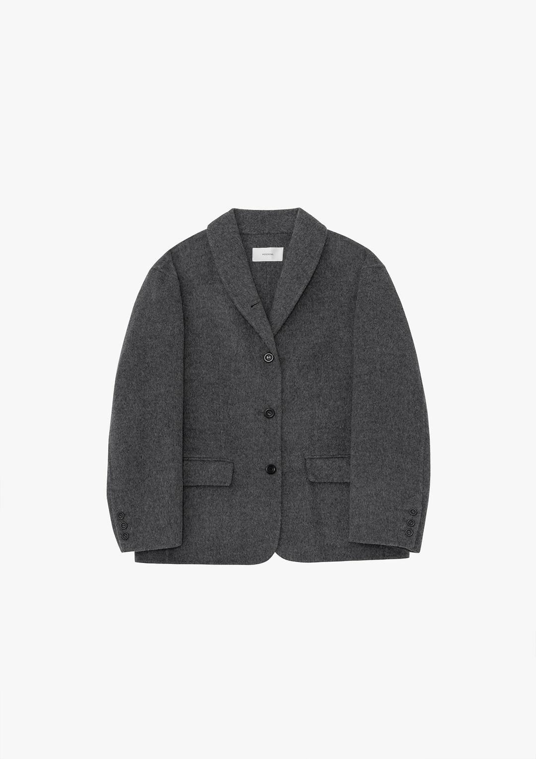 Shawl Collar Handmade Jacket in Gray