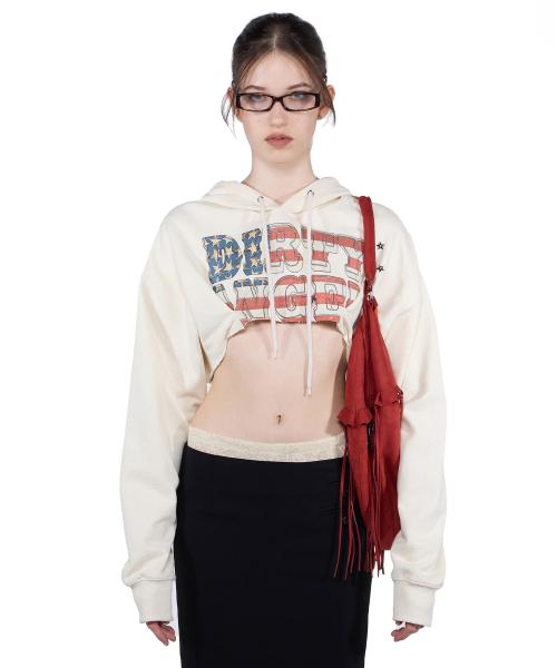 스컬프터(SCULPTOR)  Glitter Flag Crop Hoodie Raw - 사이즈 & 후기 | 무신사