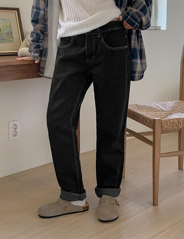 [5XL] 비케임 기모 일자 데님 팬츠 79436