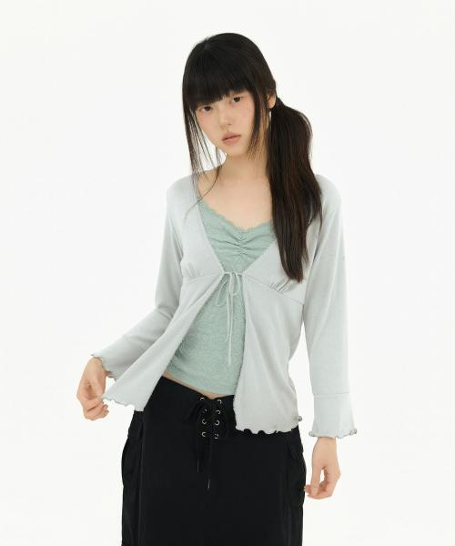 RIBBON GLITTER LACE CARDIGAN SKYBLUE