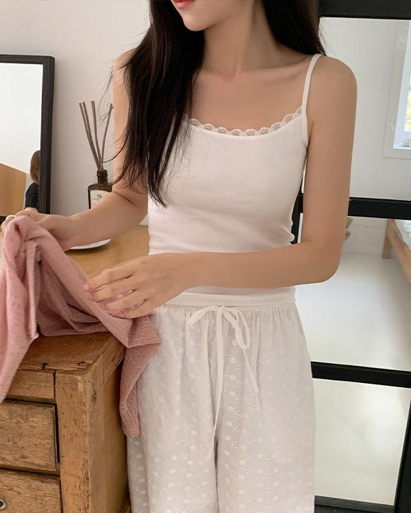 퓨어다 [보들보들] 엘린 레이스 나시 티셔츠