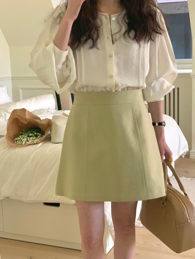 어베인 [BEST]  슬로우비 쉬폰 마리 퍼프 블라우스 (하객룩 추천 블랙당일)