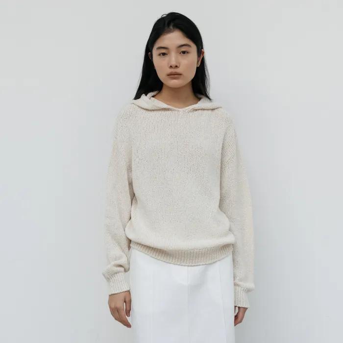 Cotton Hooded Knit (Cream)
