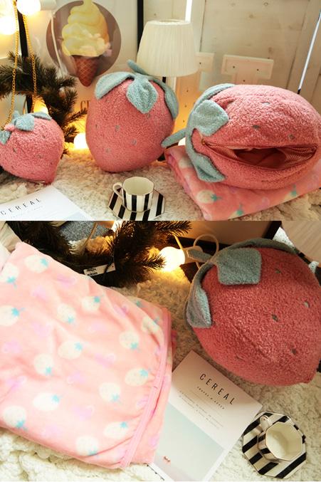 딸기 쿠션 담요, 딸기 인형, 딸기 이불