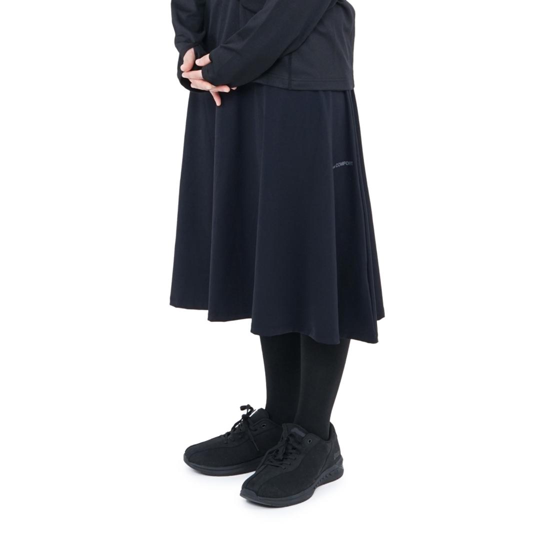 25-003 FLARED  MIDI SKIRT (BLACK)