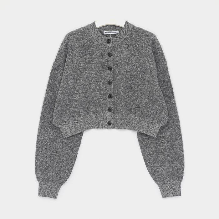 알렉산더왕 24FW 엠보로고 울믹스 크롭 크루넥 여성 가디건 4KC4243015 080