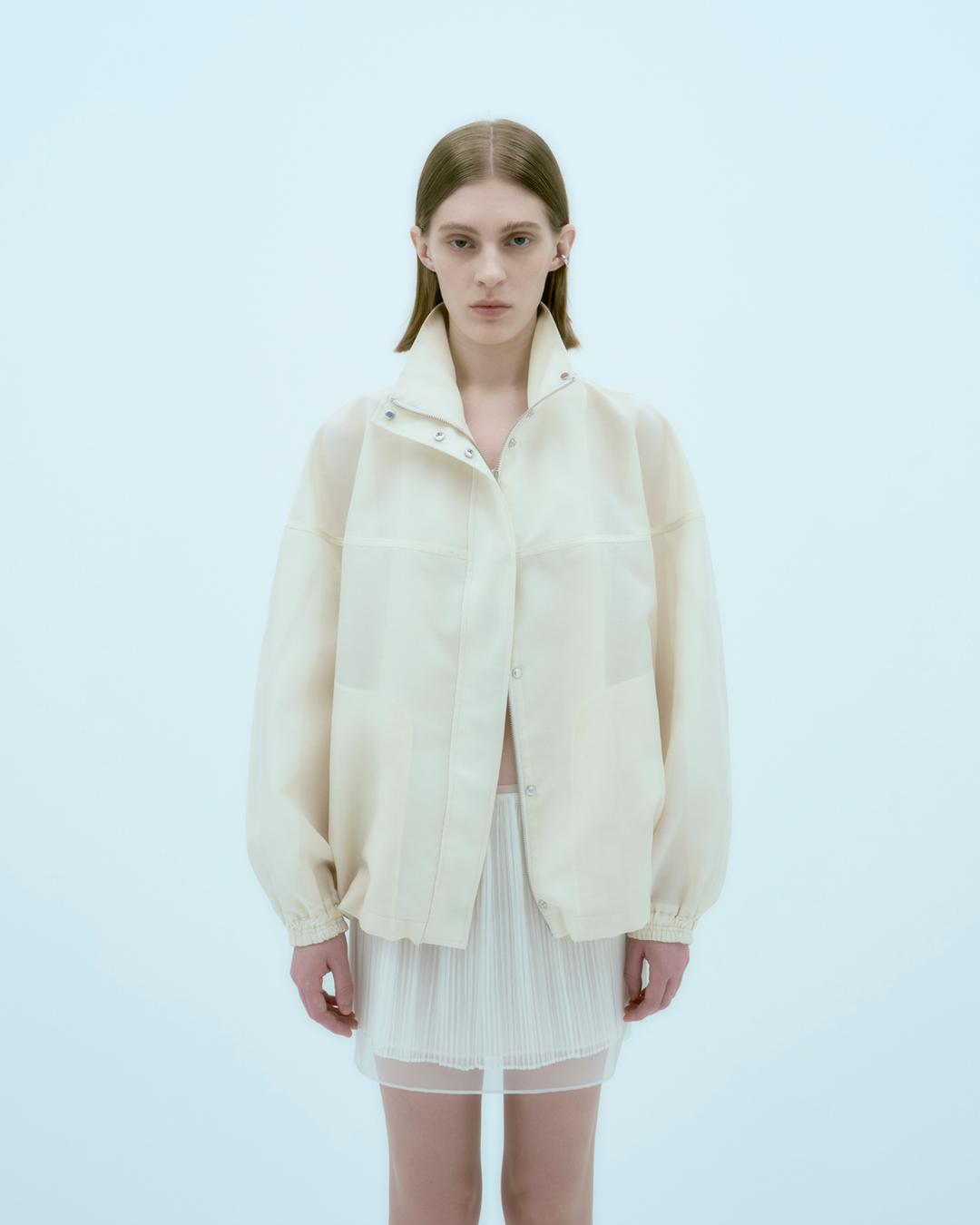 ELBA oversized sheer bomber jacket Butter Cream