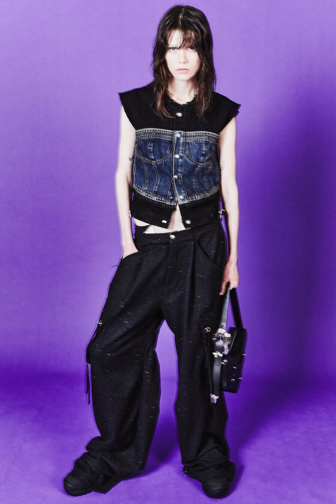 SOFINA BUSTIER DENIM VEST awa599w(BLUE/BLACK)