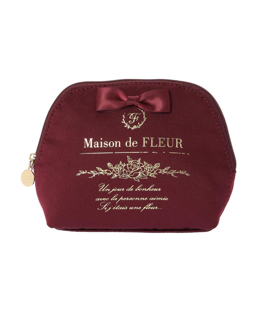 일본직구 Maison de FLEUR 메종드플뢰르 리본 새틴 라운드 미니 화장품 파우치