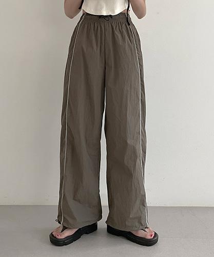 💖2way/가볍고시원💖실버라인 와이드 일자핏 스트링 여름 바스락 조거 롱 밴딩 투웨이 트랙 팬츠 / 빈티지 스트릿 유니크 장마룩 데일리 아노락 트레이닝 페스티벌 츄리닝 바지