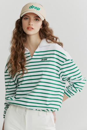 STRIPE OPEN COLLAR T-SHIRTS (WOMEN)