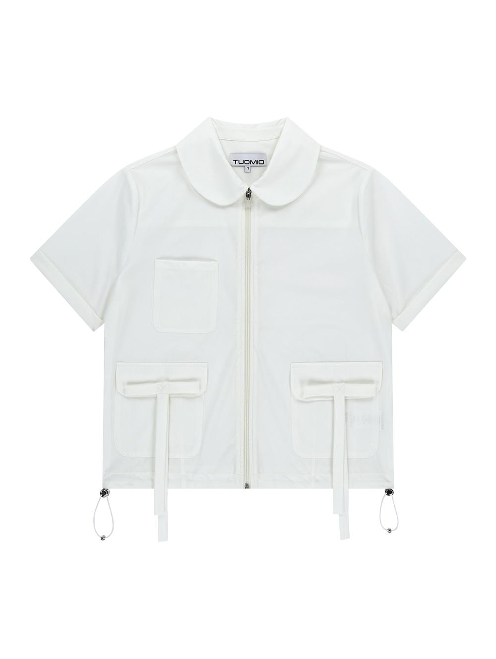 [5월 30일 예약발송] ROUND COLLAR NYLON ZIP-UP [WHITE]