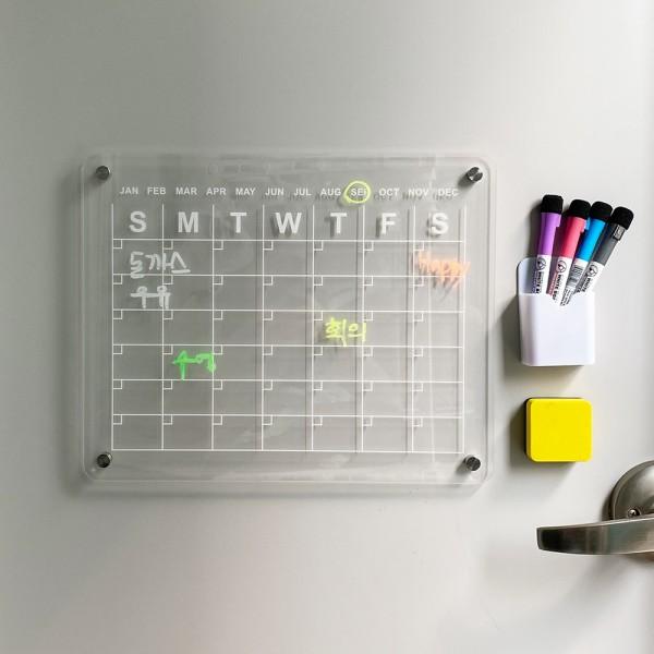 냉장고 자석 투명 아크릴 보드 메모 달력