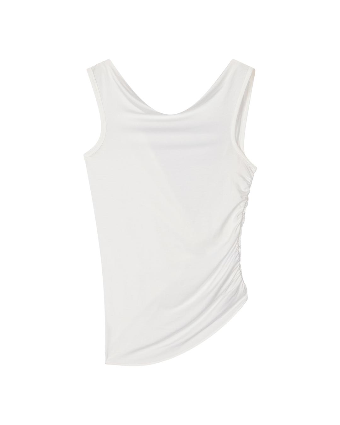UNBALANCED BACK TWISTED SLEEVELESS TOP, WHITE