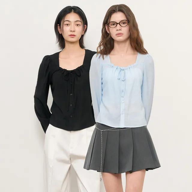 [예약 발송] 스퀘어넥 셔링 블라우스 [3COL] / WBE1L03513