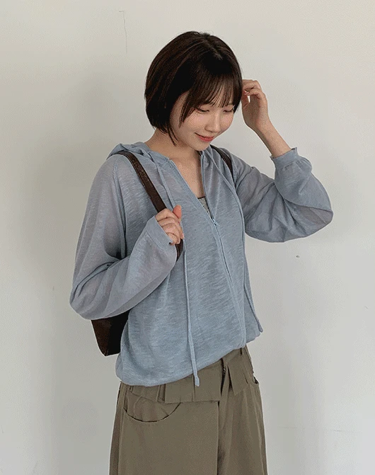 르넌 시스루 후드 집업 (5color)