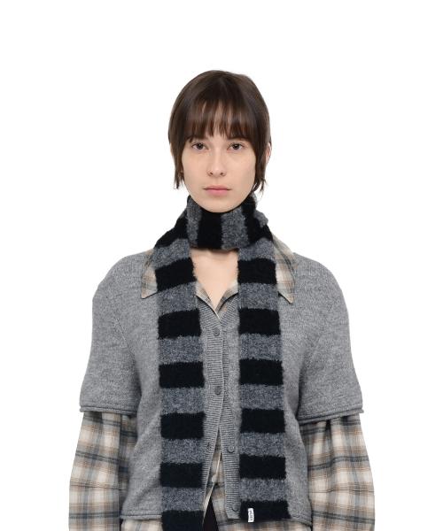 스트라이프 미니 머플러 블랙