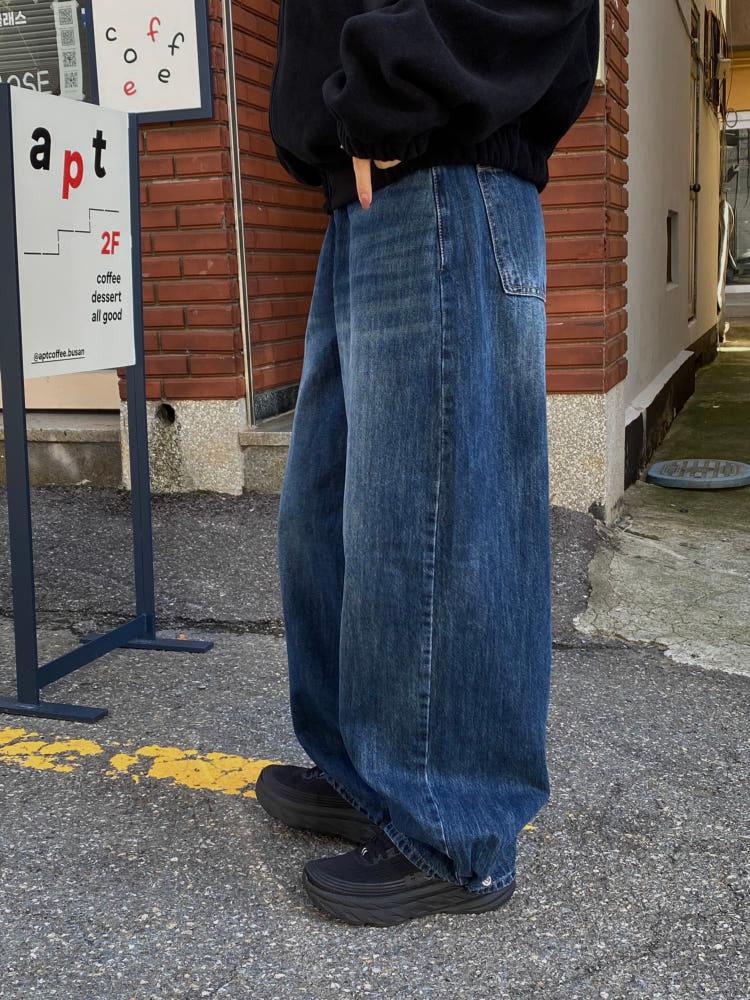 문즈 셀틴 스냅 와이드 데님 / S - L