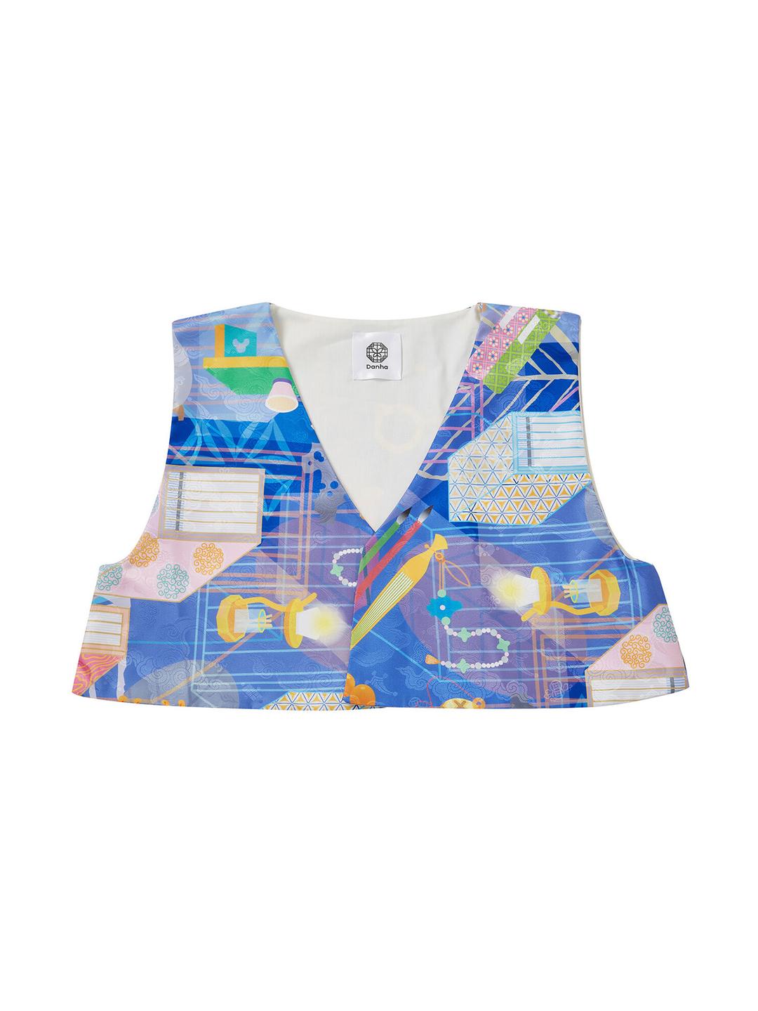 책가도 블루 배자