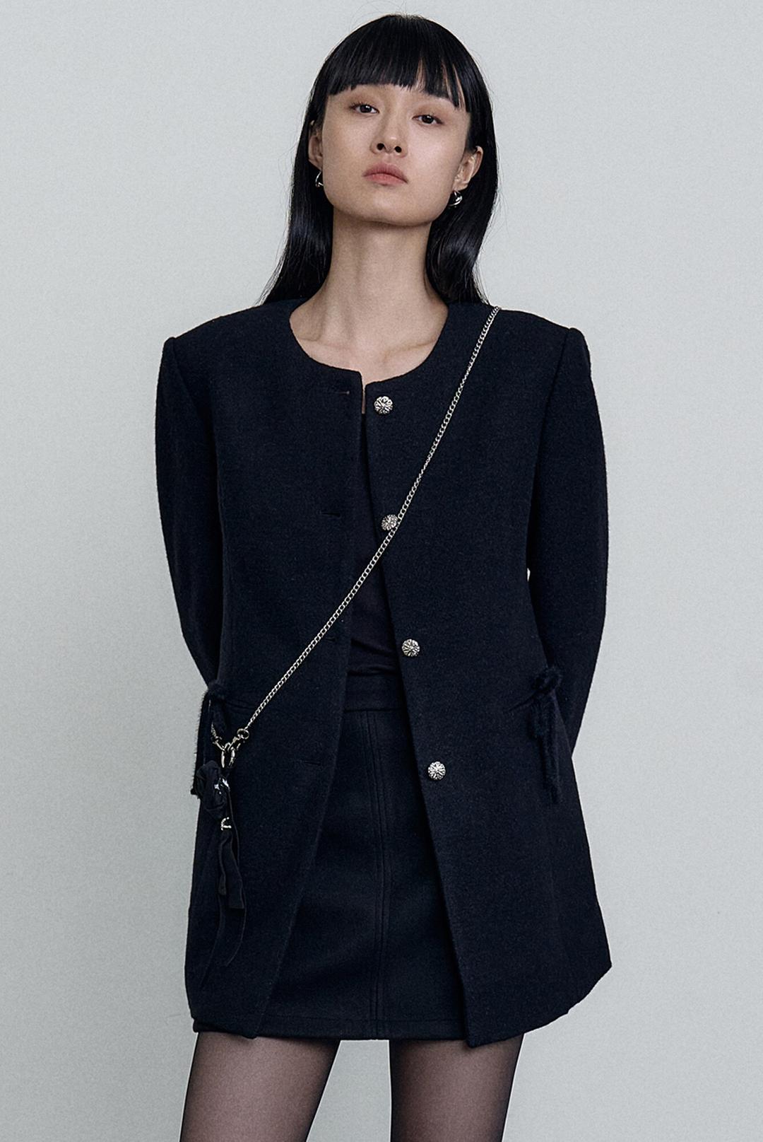 TWILL ANGORA SINGLE JACKET (BLACK)