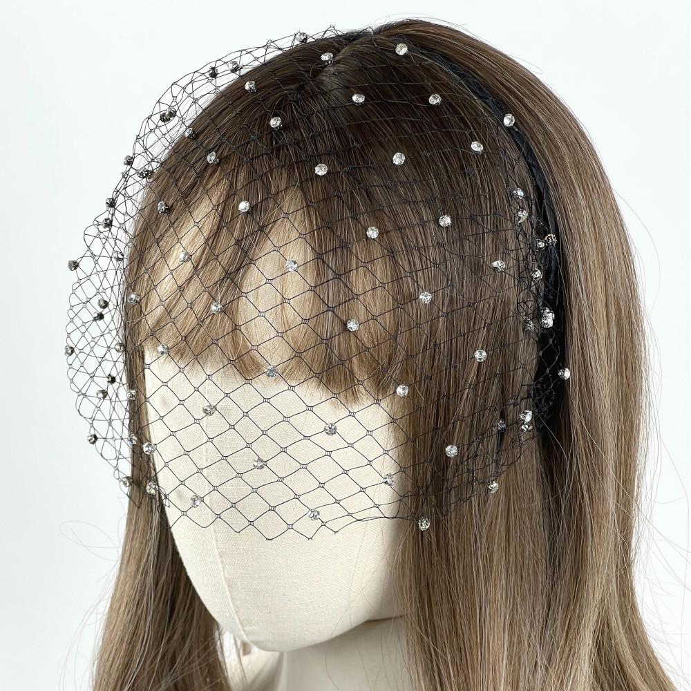 큐빅 베일 머리띠 셀프 웨딩 룩 면사포 파티 여자 헤어 망사 악세사리 결혼 촬영 소품