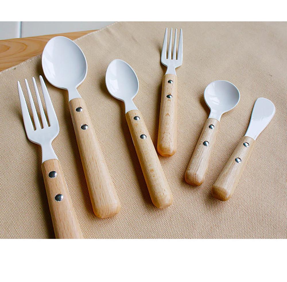 타카쿠와 법랑 커트러리 우드손잡이 스푼 포크 버터나이프 미니스쿱 티스푼