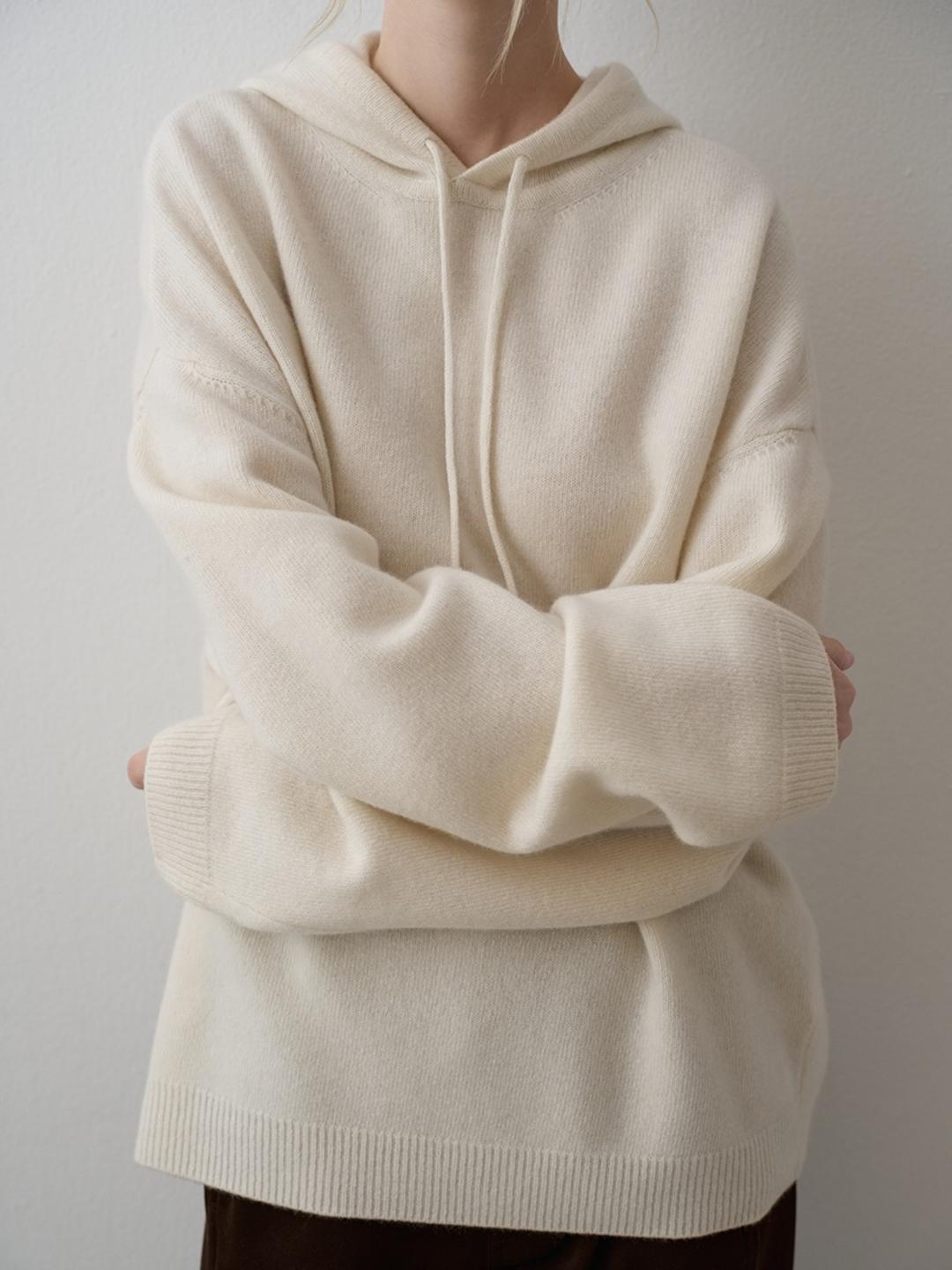 캐시미어 후디드 풀오버_ivory