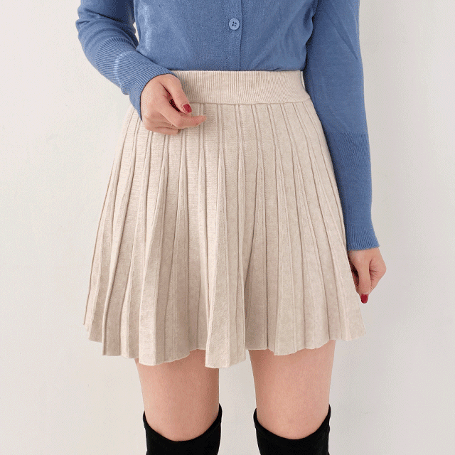 (당일출고) 울함량 캐들 플리츠 니트 미니 스커트