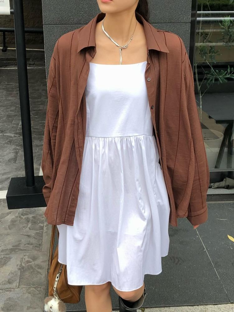 에이미 썸머 린넨 시스루 오버핏 셔츠 3color