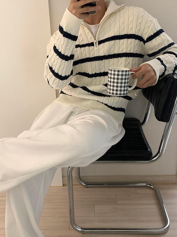 케이블 반집업 단가라 니트